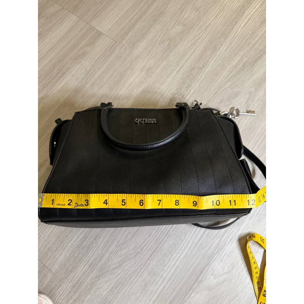 Guess Black Quilted Satchel Handbag and Matching Wristlet Wallet Set VY854242